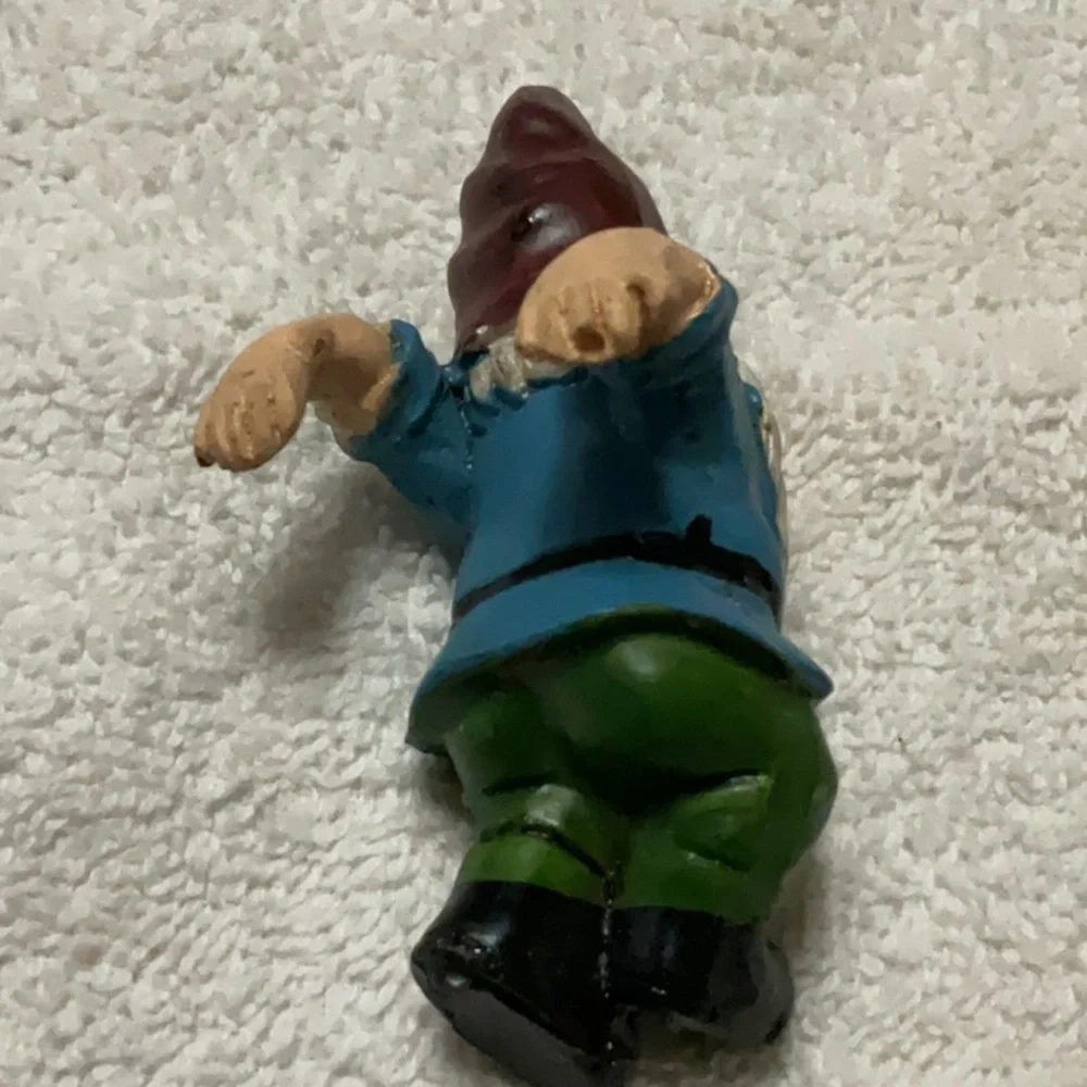 Green Turtle and Blue Gnome Figurine Set plant or shelve hangers.